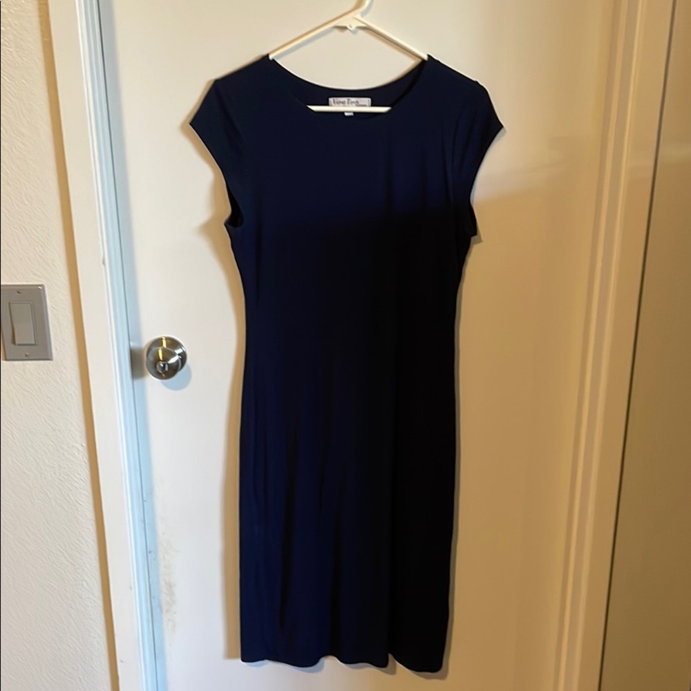 Navy Blue Cap Sleeve Dress